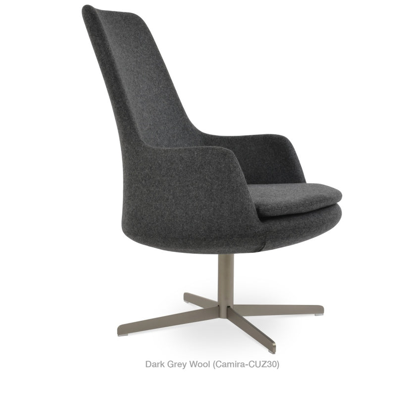Dervish High Back Round Swivel Lounge Chair