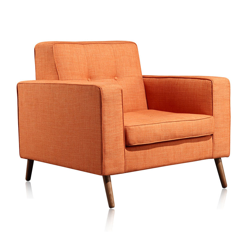 Buy Button Tufting Orange Fabric Upholstered Baxter Lounge Chair | 212Concept