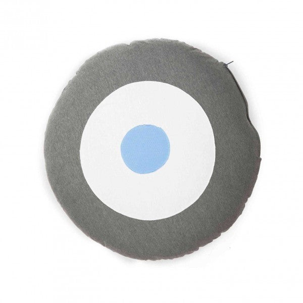 Modern Geometric Round Blue Vinyl Cushion | 212Concept