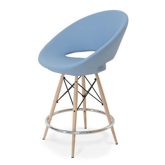 Shop For Crescent MW Counter Stool Sky Blue PPM Leatherette | 212Concept