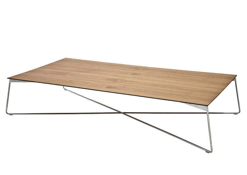 Buy Rectangular Wooden Coffee Table with Custom Color Metal Base | 212concept