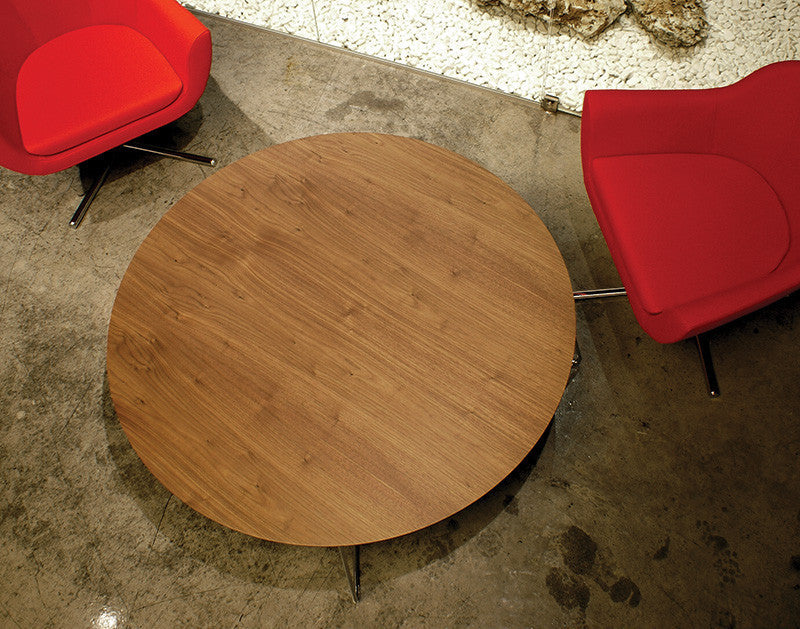 Buy Round Wooden Coffee Table with Custom Color Metal Base | 212concept