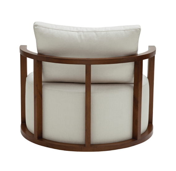 Kav Lounge Chair white fabric back view by B&T Design
