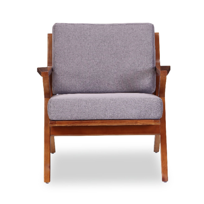 Buy Solid Ash Wood Frame Martelle Lounge Chair in Grey Fabric | 212Concept