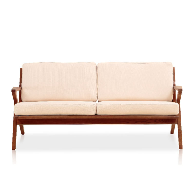 Buy Solid Ash Wood Frame with Cream Fabric Upholstered Martelle Sofa | 212Concept