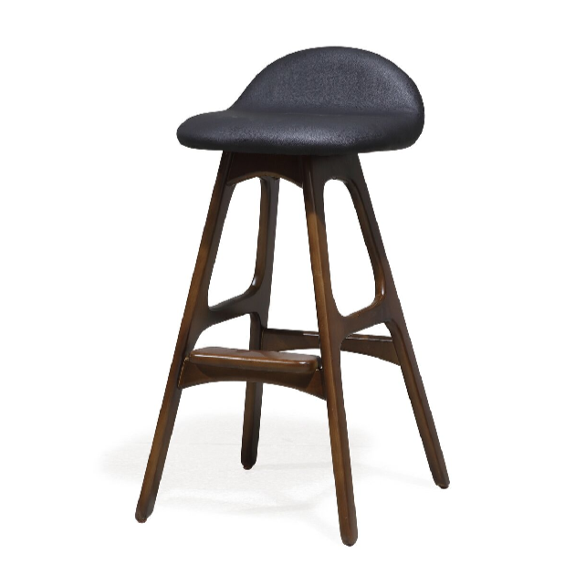 Buy Curvy Padded Seat Mellow Stool With Walnut Wood Legs | 212Concept
