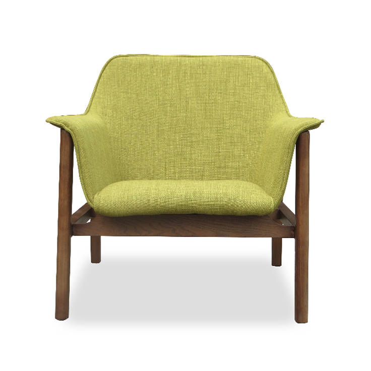 Buy Solid Ash Wood Frame Green Fabric Upholstery Lounge Chair | 212Concept