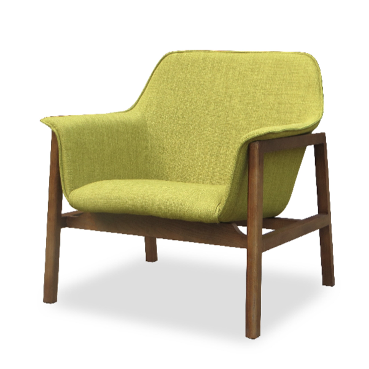 Buy Solid Ash Wood Frame Green Fabric Upholstery Lounge Chair | 212Concept