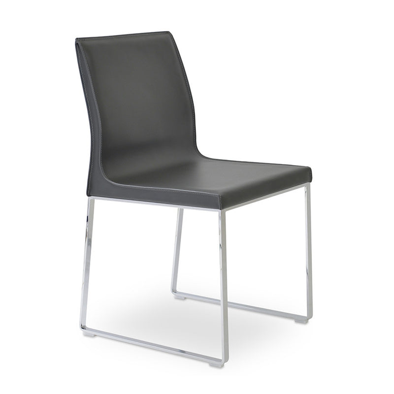 Buy Leather Upholstered Sled Base Commercial Dining Chair | 212Concept