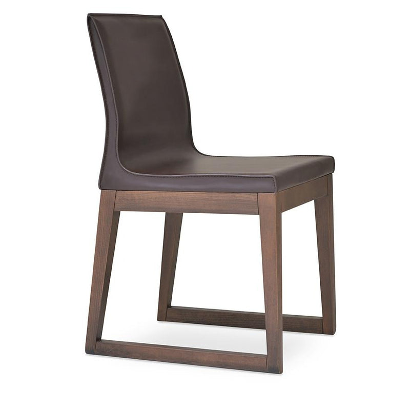 Buy Polo Wooden Sled Base Leather Upholstered Cafe Chair | 212Concept