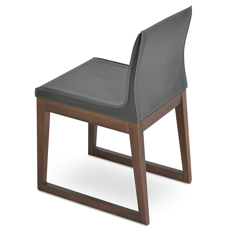 Buy Polo Wooden Sled Base Leather Upholstered Cafe Chair | 212Concept