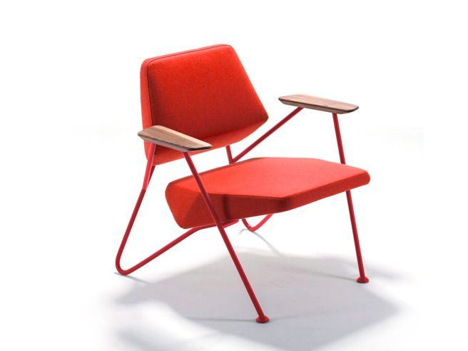 Retro Polygon Armchair by Numen|For Use | Red Fabric and Red Metal 