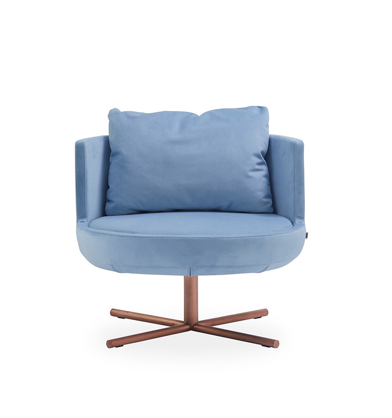 Buy Round Lounge Chair Sky Blue Fabric Upholstery | 212Concept