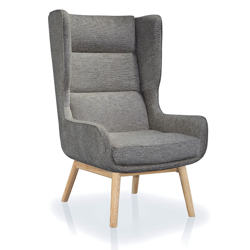 Buy High Winged Back Twill Fabric Upholstered Lounge Chair | 212Concept