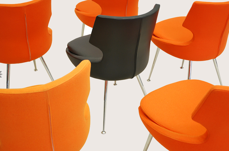 Grey and Orange Dining Chair