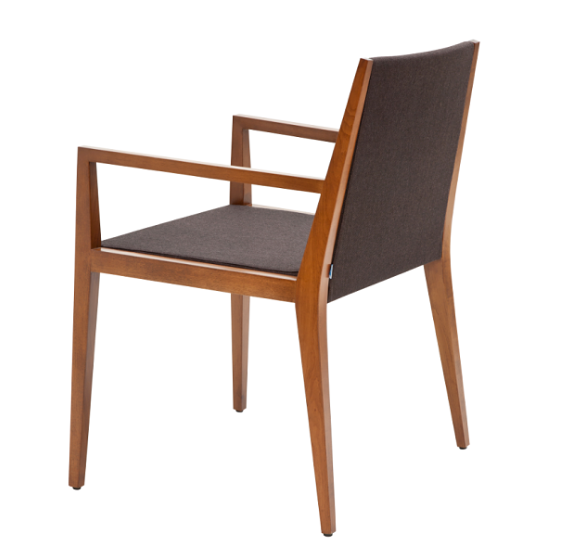 Spirit modern dining chair in brown wool back view