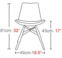 Eiffel MW modern dining chair size chart