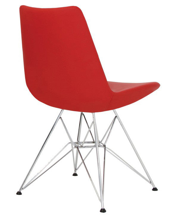 Eiffel Tower modern dining chair in red leatherette