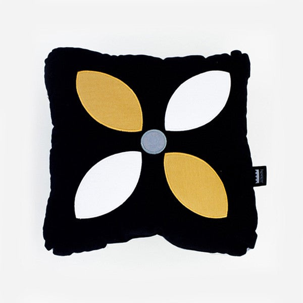 Gold and black modern floral pillow