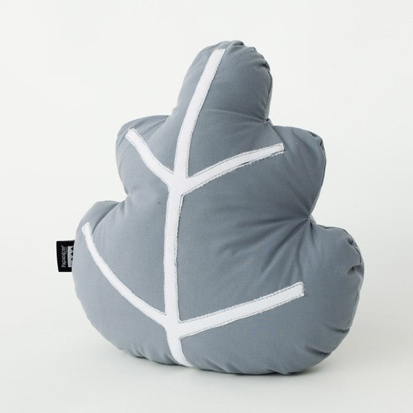 Modern Organic Leaf Design Grey Pillow