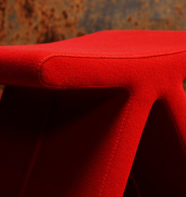 Pi Modern Accent Stool in red fabric