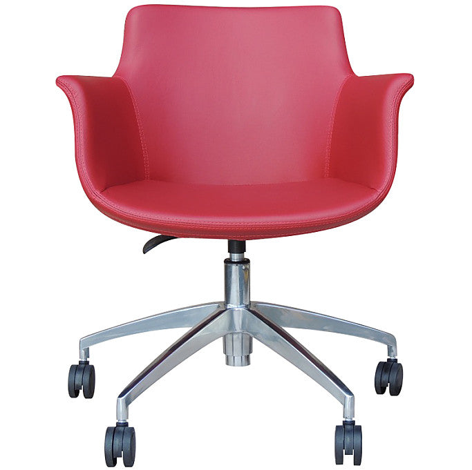 Modern Wool Office Chair Red Leather | 212Concept