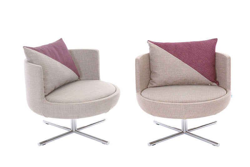 Round Lounge Chair -Swivel - White 