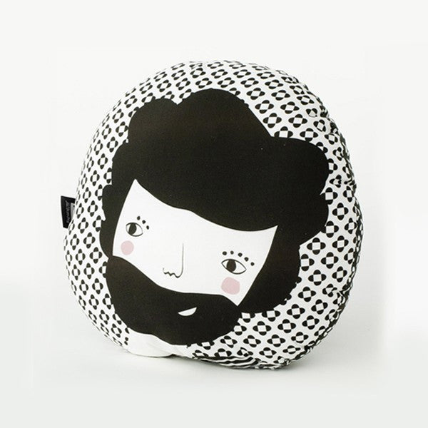 Modern Round Folk Design Pillow in Black Print | 212Concept