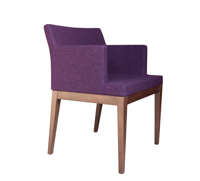Buy Soho Wood modern armchair in dark maroon 
