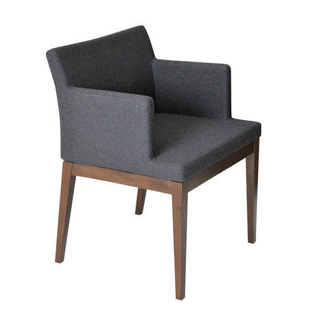 Buy Soho Wood Modern Armchair In Dark Grey Wool | 212Concept