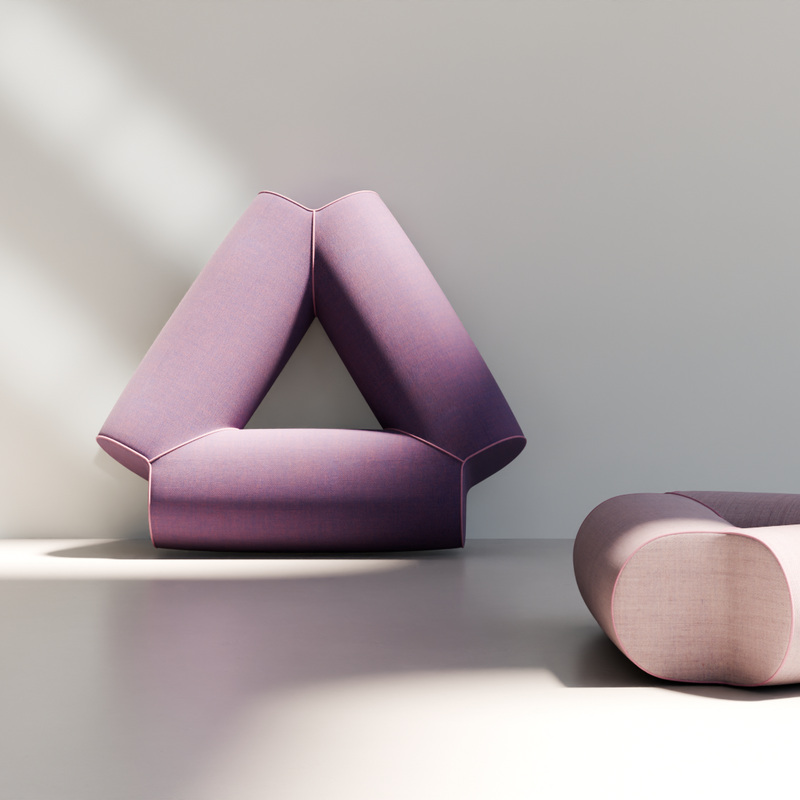 Pod Tri -Triangle Fully Upholstered Bench