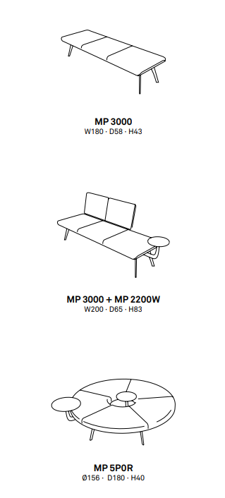 Millepiedi Square Low Bench