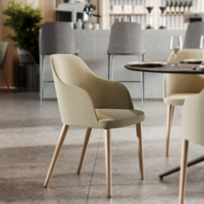Rhone Side Armchair w/ Wood Dowel Base