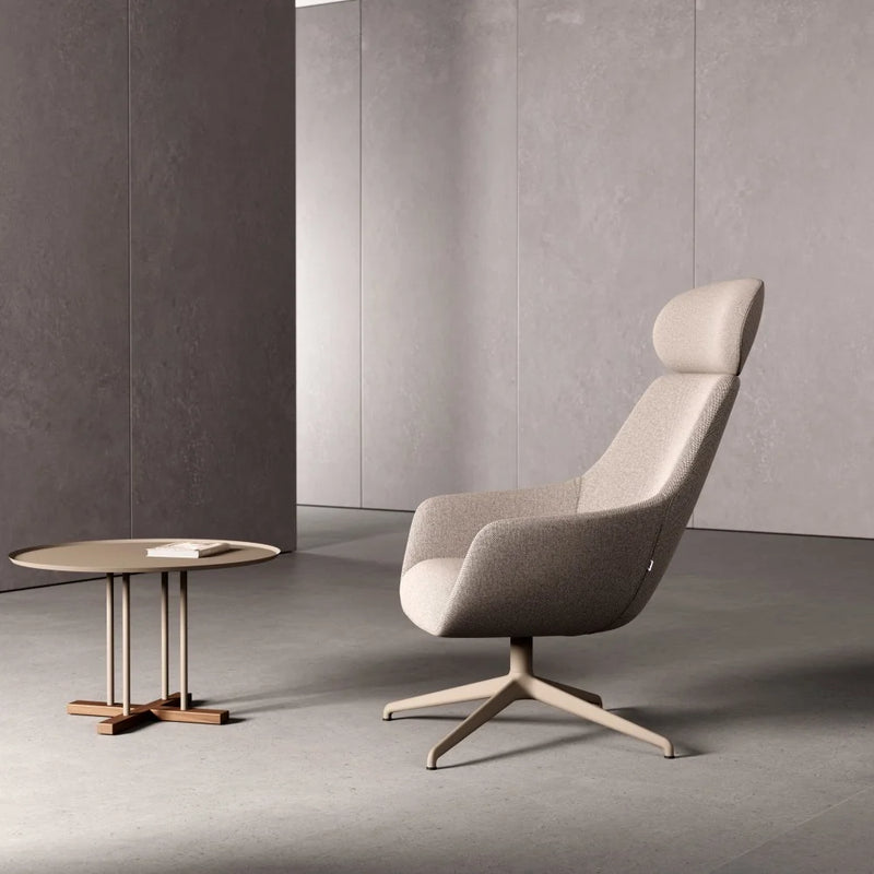 Lamy Swivel Metal Lounge Chair with Headrest