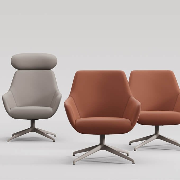 Lamy Swivel Metal Lounge Chair with Headrest