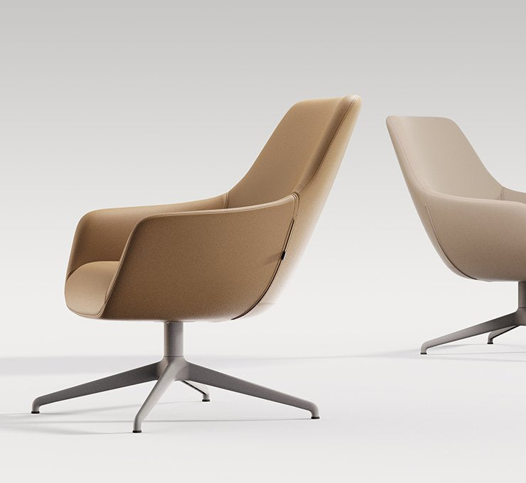 Lamy Swivel Metal Lounge Chair with Headrest