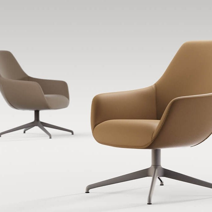 Lamy Swivel Metal Lounge Chair with Headrest