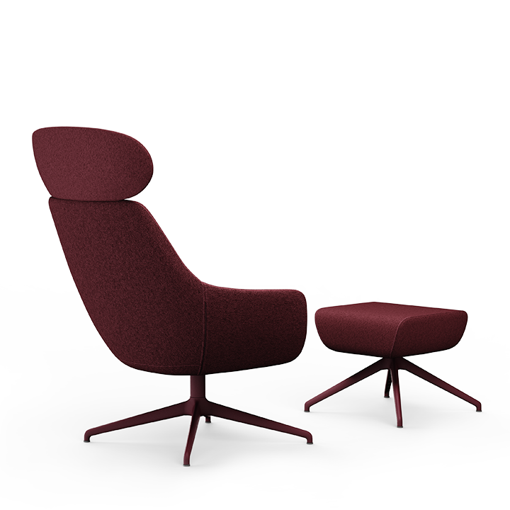 Lamy Swivel Metal Lounge Chair with Headrest
