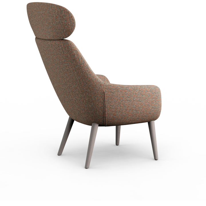 Lamy Wood Dowel Lounge Chair with Headrest
