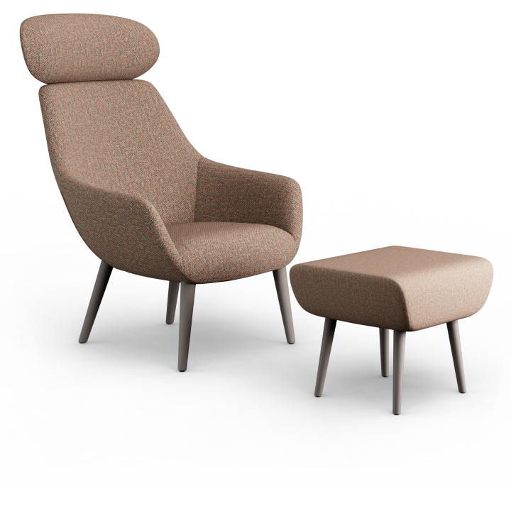 Lamy Wood Dowel Lounge Chair with Headrest