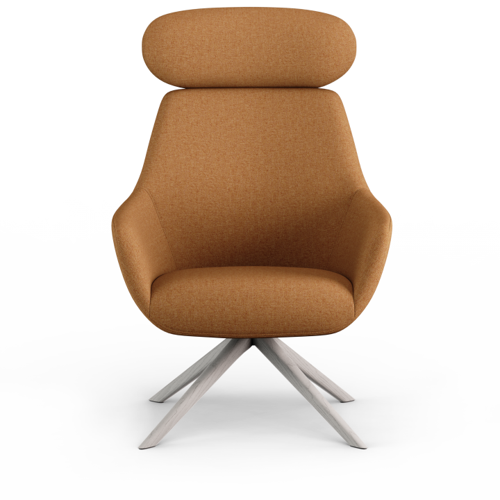Lamy Swivel Wood Lounge Chair with Headrest