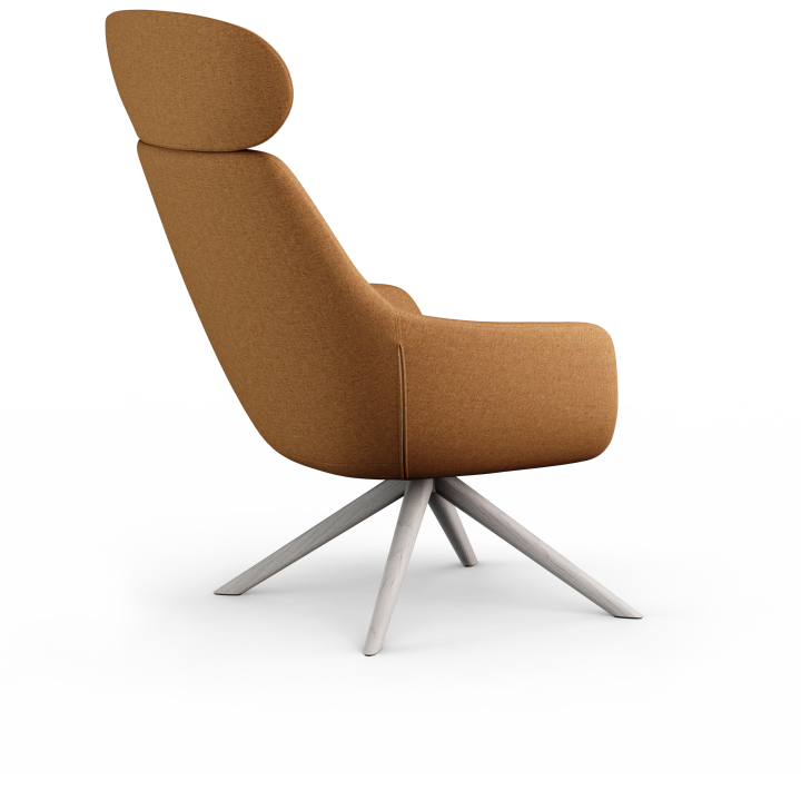 Lamy Swivel Wood Lounge Chair with Headrest