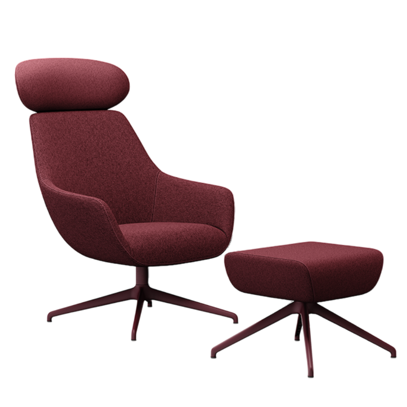Lamy Swivel Metal Lounge Chair with Headrest