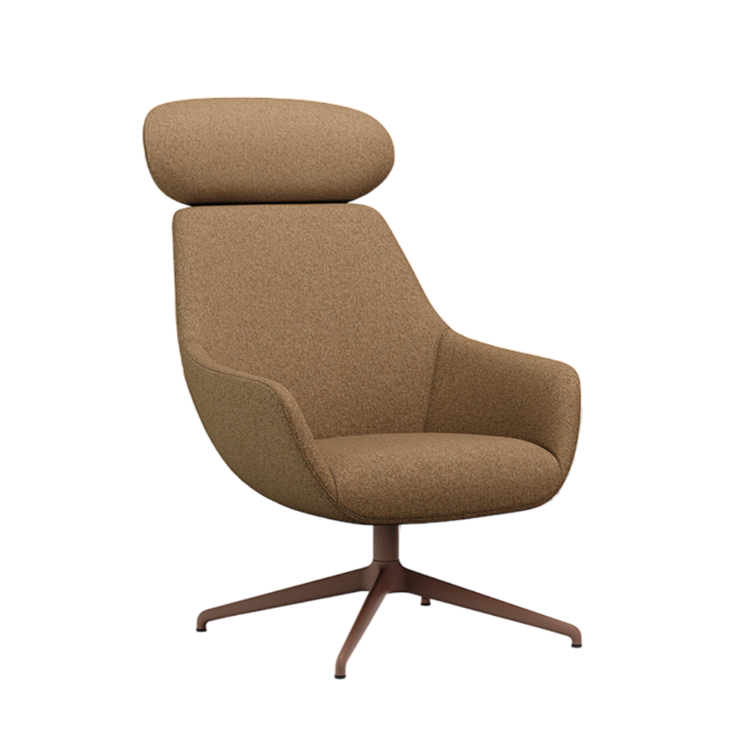 Lamy Swivel Metal Lounge Chair with Headrest
