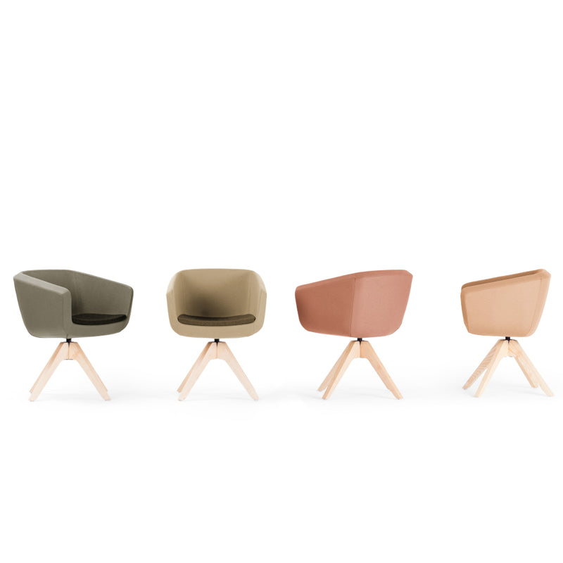 Arca Swivel Armchair w/Wooden Base