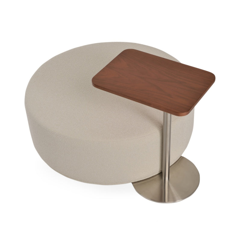 Harvard End Table Swivel Stainless Steel with Walnut Vaneer