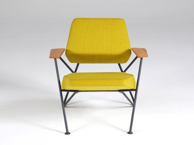 Retro Polygon Armchair by Numen|For Use | Yellow Fabric | Black Metal 