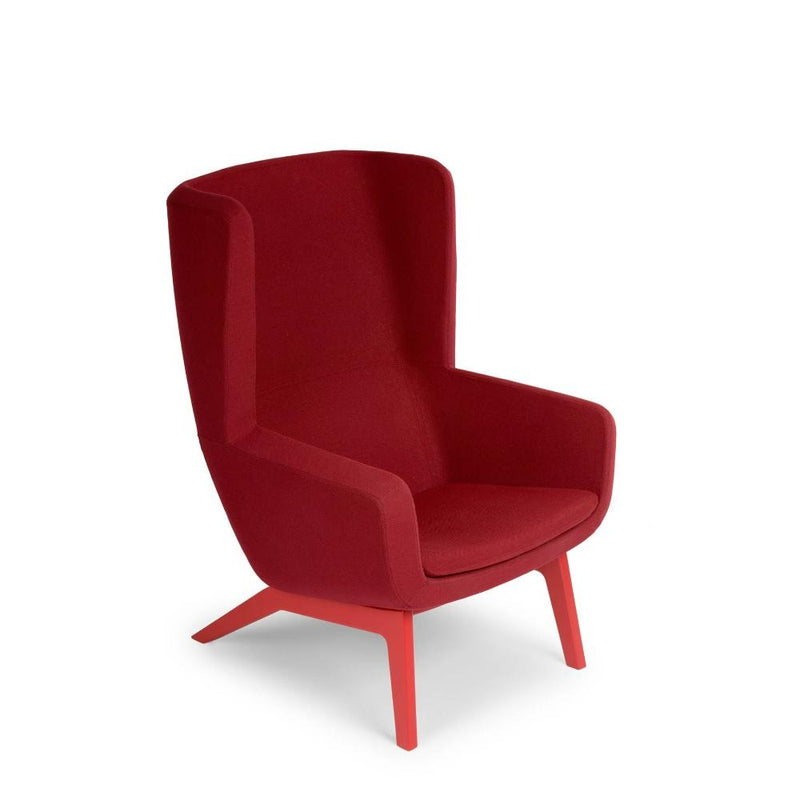 Arca Lounge High Back Chair w/Wood Base