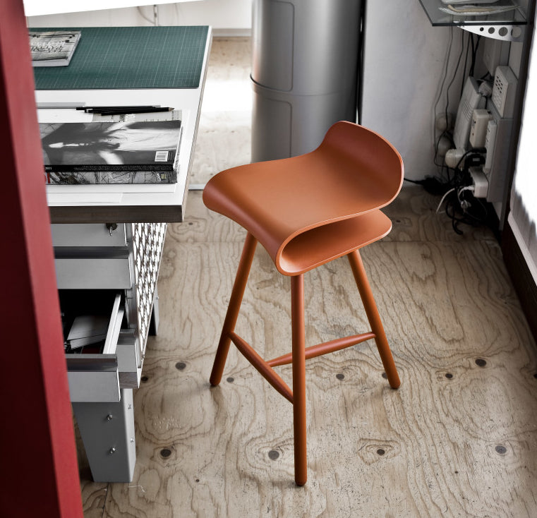 Buy S Shaped Solid Wood Legged Counter Stool | 212Concept