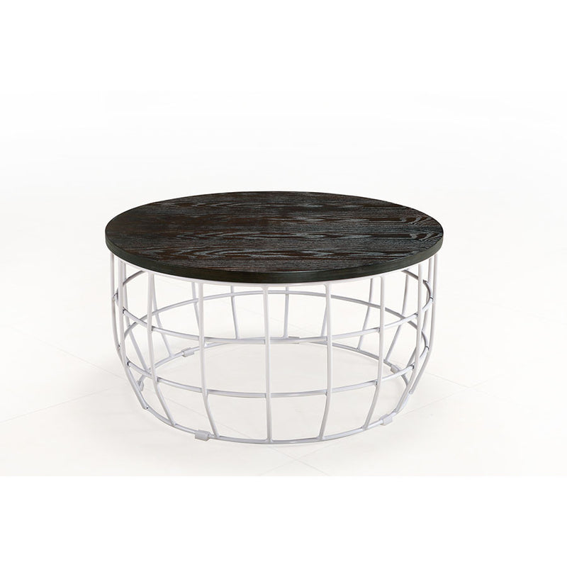 Buy Caged Metal Base With Round Slab Ash Veneer Coffee Table | 212Concept